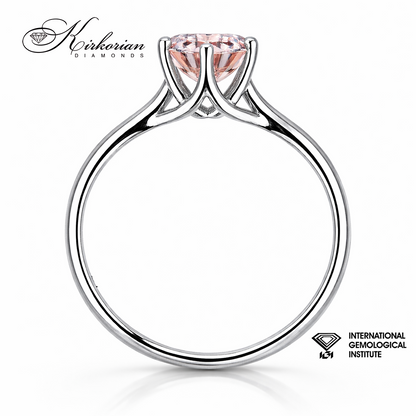Годежен пръстен с Fancy Pink диамант 1.07ct IGI бяло злато 14K LG626 профил на халката