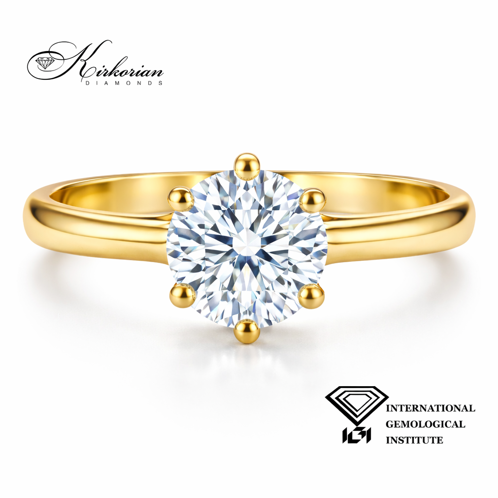 Годежен пръстен от жълто злато 14К с лабораторен диамант 1.03 ct D VVS1 IGI – цени от производител