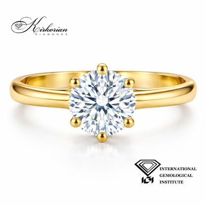 Годежен пръстен от жълто злато 14К с лабораторен диамант 1.03 ct D VVS1 IGI – цени от производител