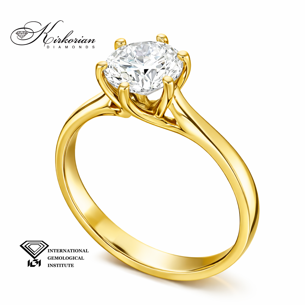 Годежен пръстен от жълто злато 14К с лабораторен диамант 1.03 ct D VVS1 IGI – цени от производител