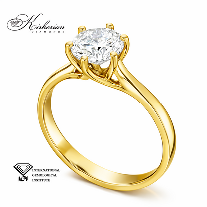 Годежен пръстен от жълто злато 14К с лабораторен диамант 1.03 ct D VVS1 IGI – цени от производител