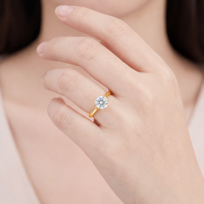 Годежен пръстен от жълто злато 14К с лабораторен диамант 1.03 ct D VVS1 IGI – цени от производител