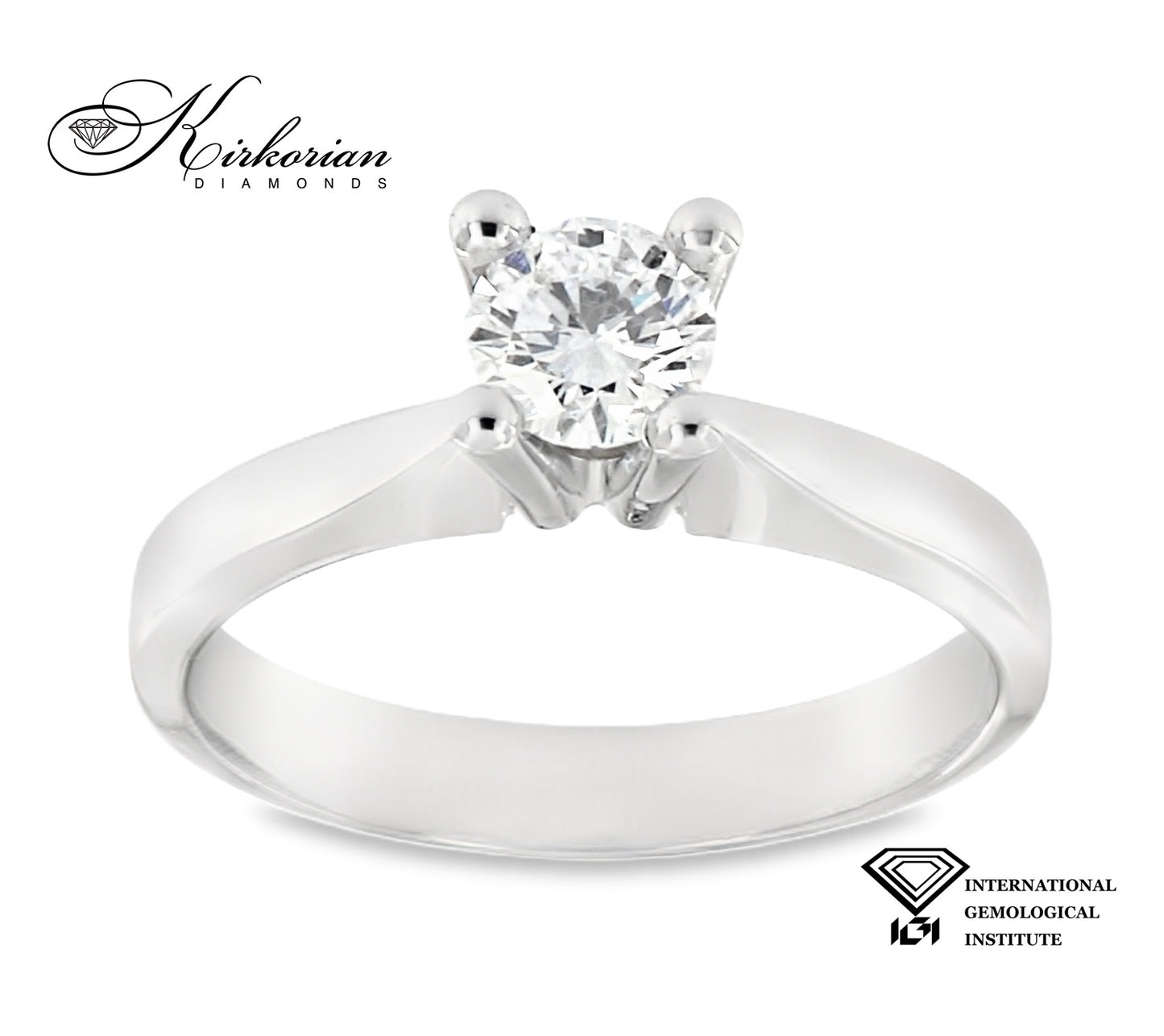 Годежен пръстен от бяло злато 14К с диамант 0.50 ct IGI – Цени от производител без компромис