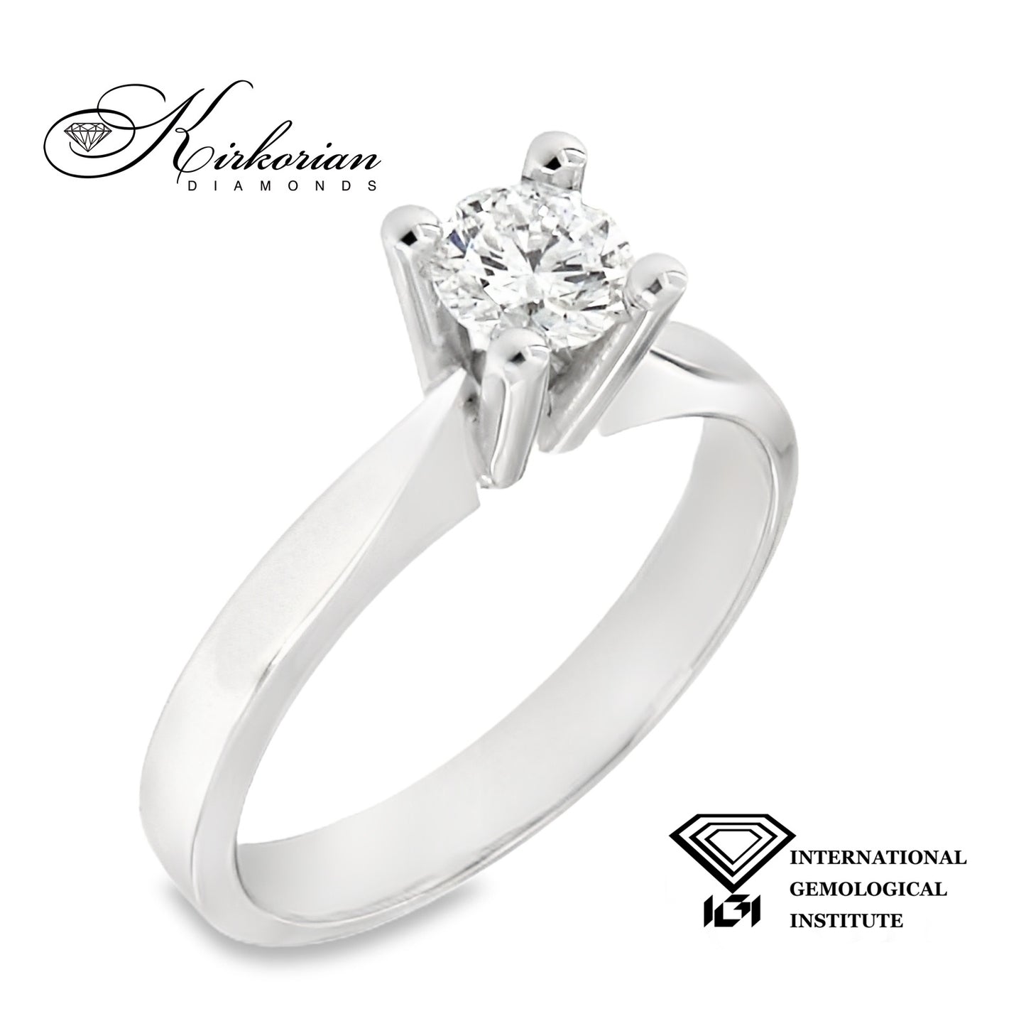 Годежен пръстен от бяло злато 14К с диамант 0.50 ct IGI – Цени от производител без компромис