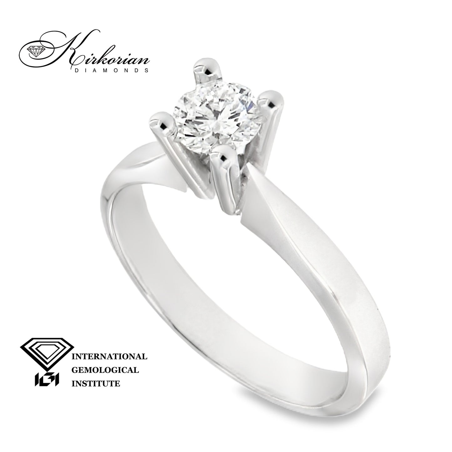 Годежен пръстен от бяло злато 14К с диамант 0.50 ct IGI – Цени от производител без компромис