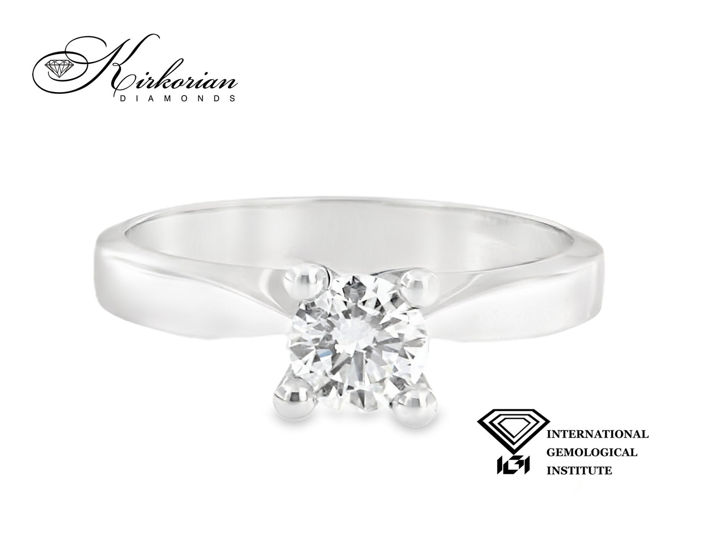 Годежен пръстен от бяло злато 14К с диамант 0.50 ct IGI – Цени от производител без компромис