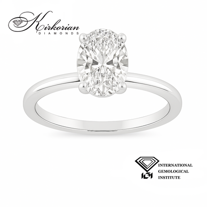 Годежен пръстен от бяло злато 14К с лабораторно диамант 1.50 ct, овал D/VVS2 – IGI сертификат, цени от производител