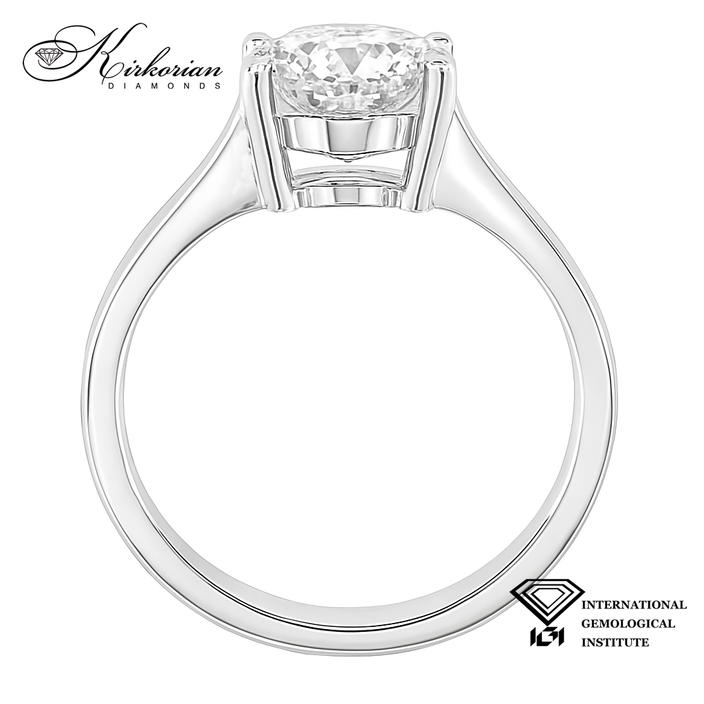 Годежен пръстен от бяло злато 14К с овален лабораторен диамант 3.00 ct, IGI сертификат, код LG657