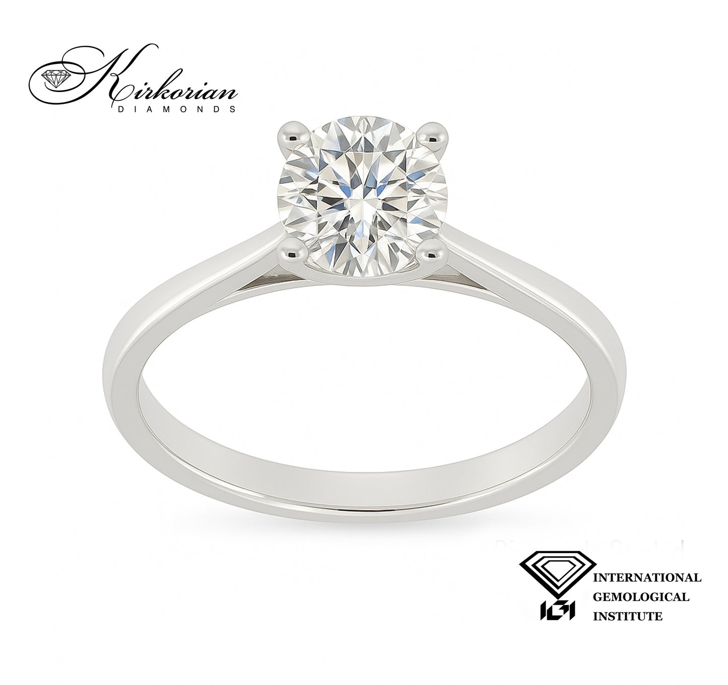 Годежен пръстен от бяло злато 14К с лабораторен диамант 1.04 ct IGI D/VVS1 – без конкуренция на пазара