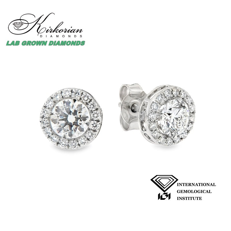 Обеци с Lab Grown диаманти 1.39ct | Бяло злато 14k | IGI сертификат – LGSJE31532