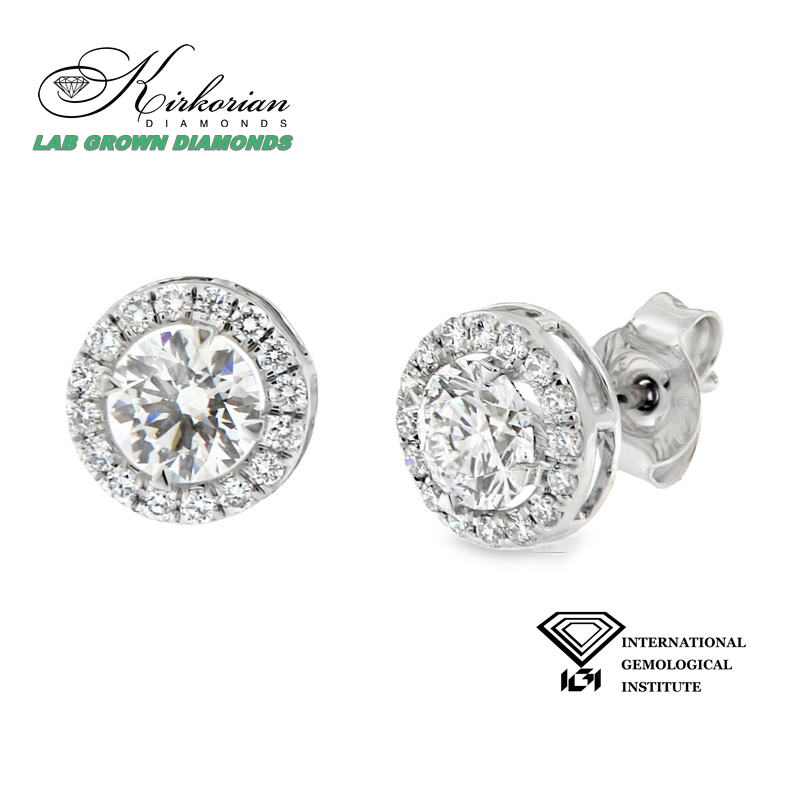 Обеци с Lab Grown диаманти 1.39ct | Бяло злато 14k | IGI сертификат – LGSJE31532