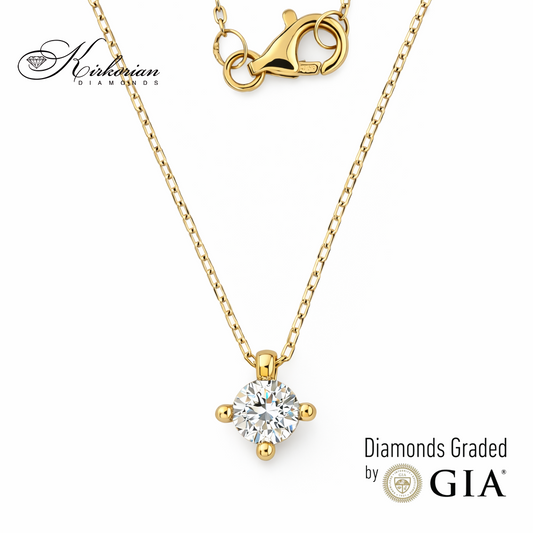 колие с диамант 0.30 ct GIA жълто злато 18К