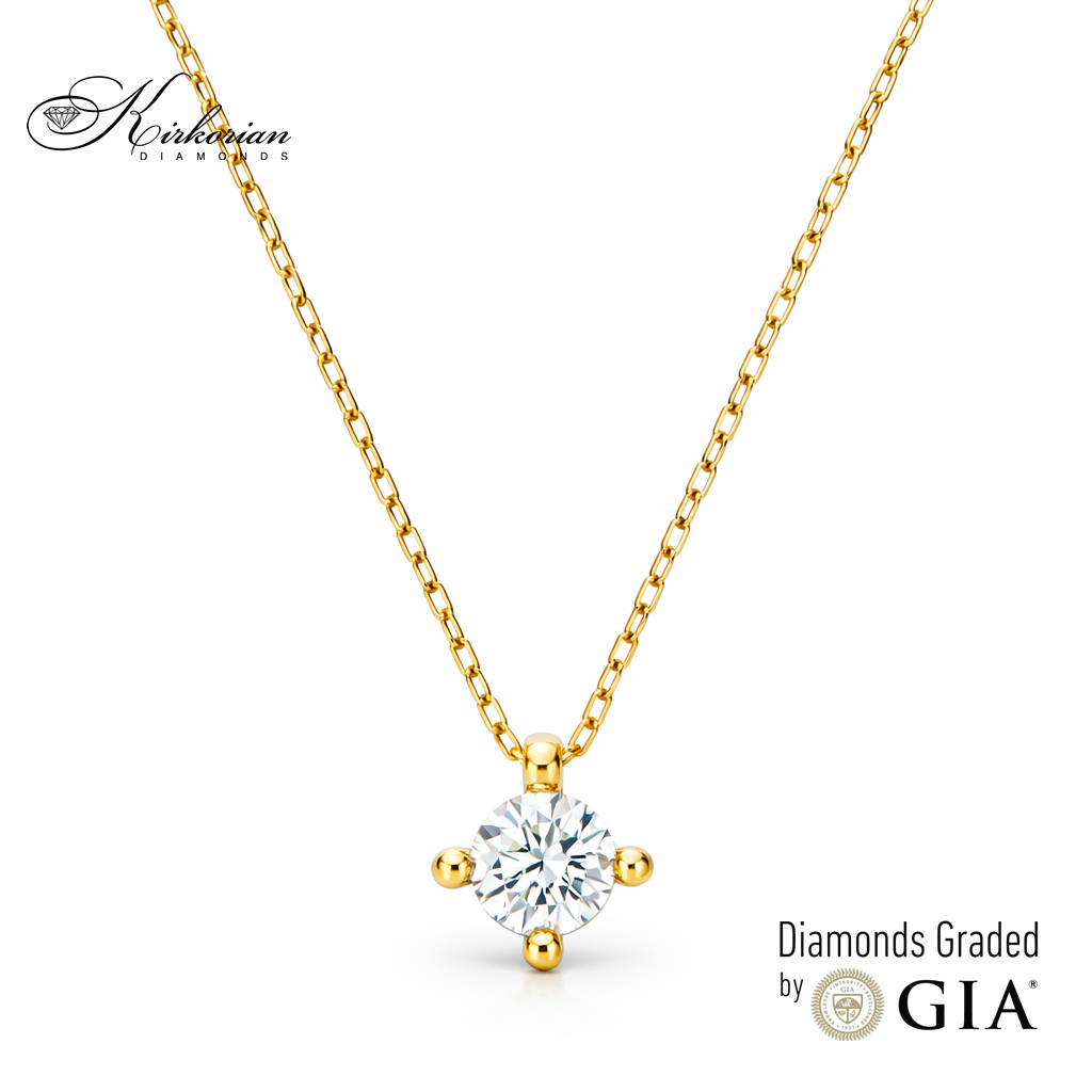 колие с естествен диамант 0.30 ct GIA сертификат 18К