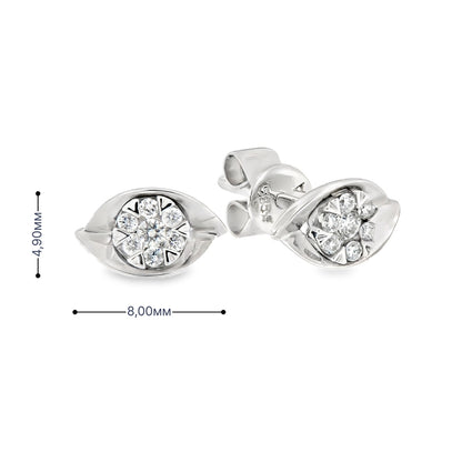 Обеци Бяло Злато 14к и Диаманти 0.104 Карата - Код: OB0002 на Щифт