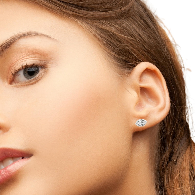 Обеци Бяло Злато 14к и Диаманти 0.104 Карата - Код: OB0002 на Щифт