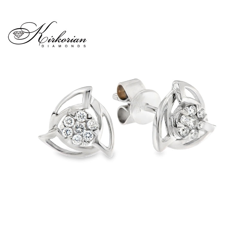 Обеци Бяло Злато 18к и Диаманти 0.11 Карата - Код: OB006 на Щифт