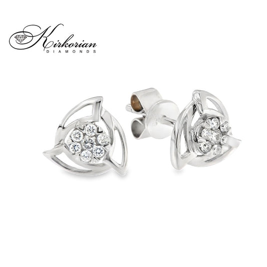 Обеци Бяло Злато 18к и Диаманти 0.11 Карата - Код: OB006 на Щифт