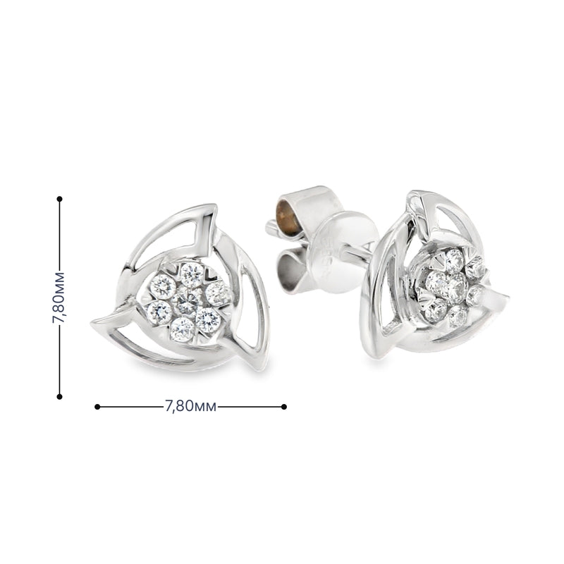 Обеци Бяло Злато 18к и Диаманти 0.11 Карата - Код: OB006 на Щифт