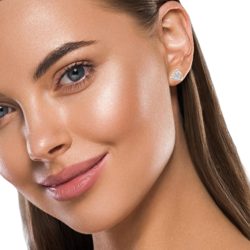 Обеци Бяло Злато 18к и Диаманти 0.11 Карата - Код: OB006 на Щифт