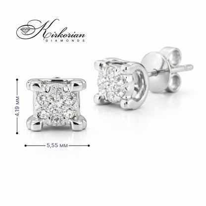 Обеци Бяло Злато 14к и Диаманти 0.10 Карата - Код: OB008 на Щифт