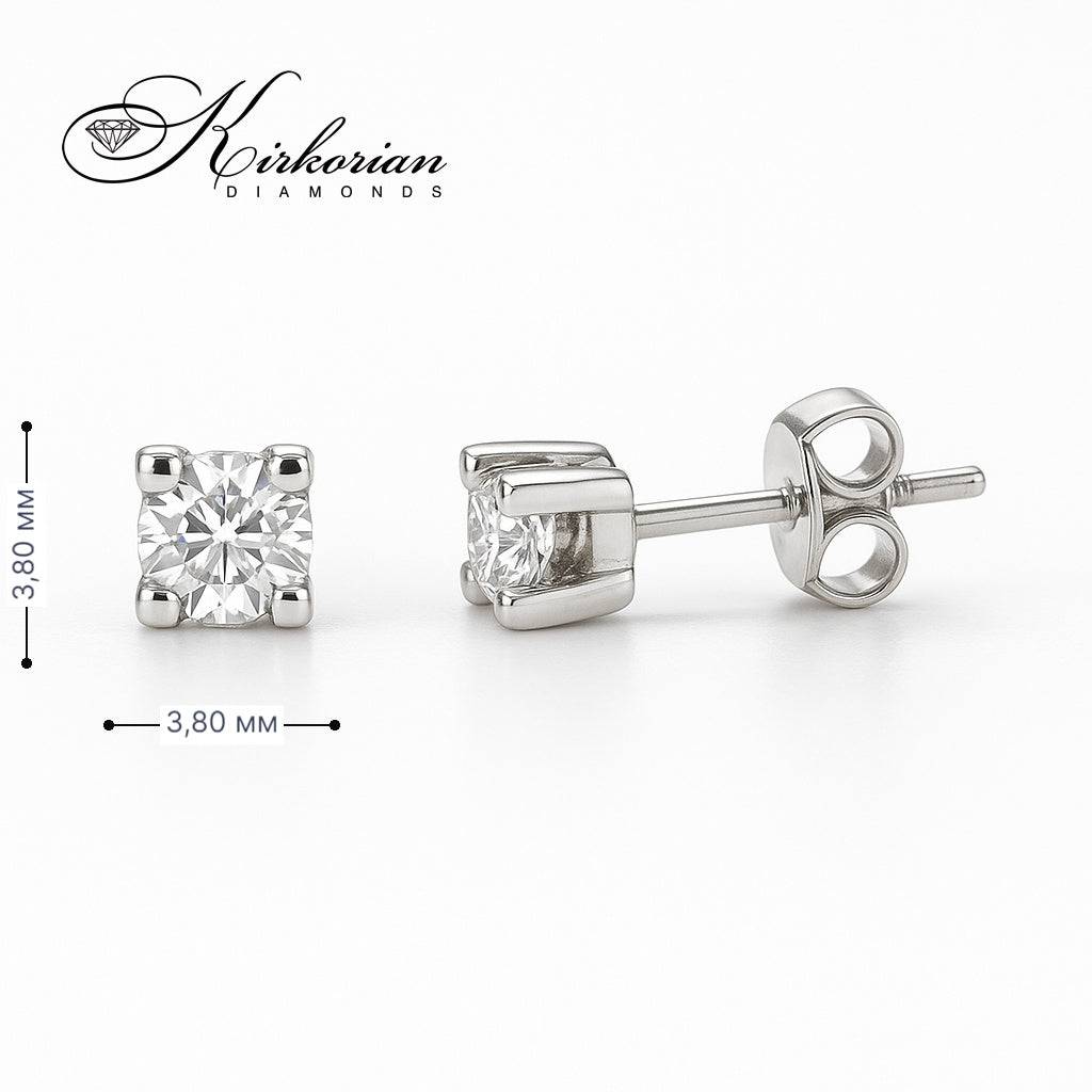 Класически обеци от бяло злато 14К с диаманти 0.30 ct на щифт – ТОП ЦЕНА и луксозна опаковка