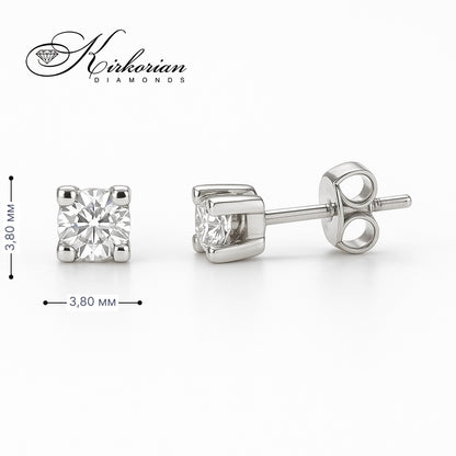 Класически обеци от бяло злато 14К с диаманти 0.30 ct на щифт – ТОП ЦЕНА и луксозна опаковка