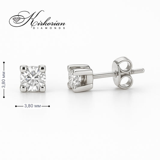Класически обеци от бяло злато 14К с диаманти 0.30 ct на щифт – ТОП ЦЕНА и луксозна опаковка