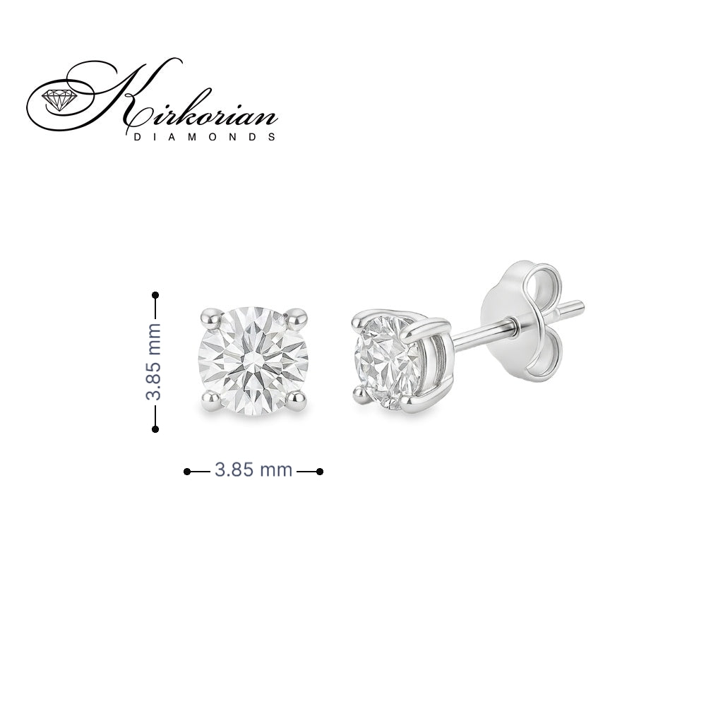 Класически обеци от бяло злато 14К с диамант 0.35 ct OB123 – елегантност с ярък блясък и висок клас камък