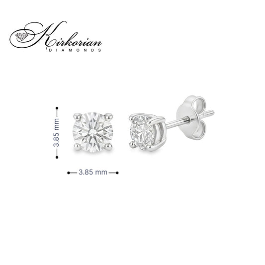 Класически обеци от бяло злато 14К с диамант 0.35 ct OB123 – елегантност с ярък блясък и висок клас камък