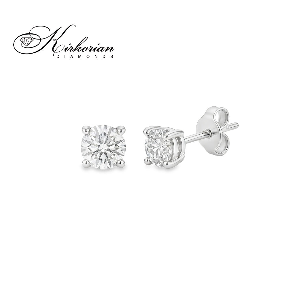 Класически обеци от бяло злато 14К с диамант 0.35 ct OB123 – елегантност с ярък блясък и висок клас камък