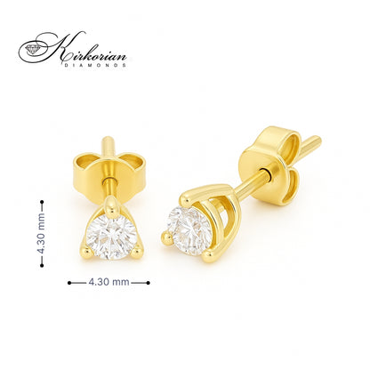 Класически обеци от жълто злато 14К с диамант 0.34 ct OB124 – изтънчена елегантност и луксозен блясък