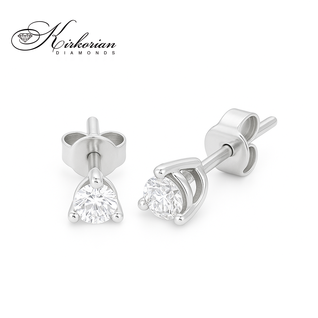 Класически обеци от бяло злато 14К с диамант 0.36 ct OB125 – изтънчена елегантност и ярък блясък