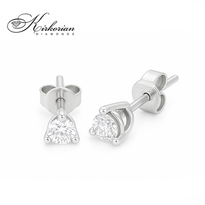 Класически обеци от бяло злато 14К с диамант 0.36 ct OB125 – изтънчена елегантност и ярък блясък