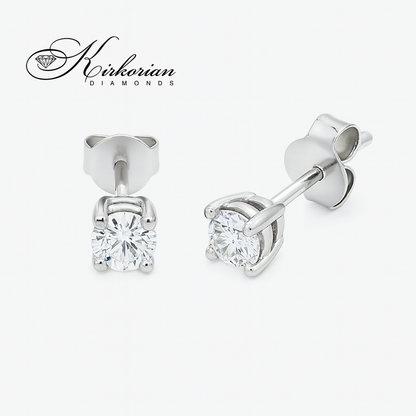 Класически обеци от бяло злато 14К с диаманти 0.52 ct OB127 – изтънчен блясък и високо качество с GIA сертификат