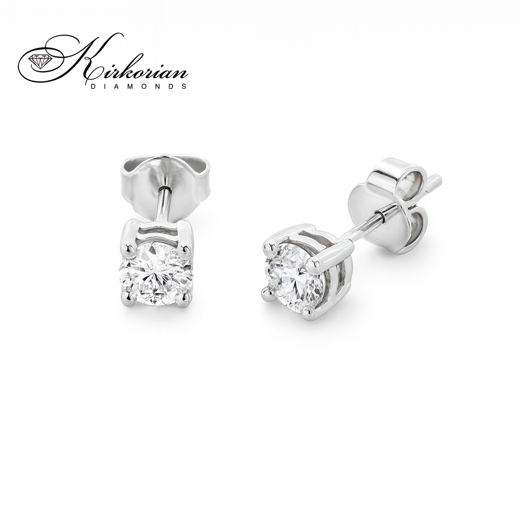 Класически обеци бяло злато 14K с диаманти 0.37ct – елегантност и стил