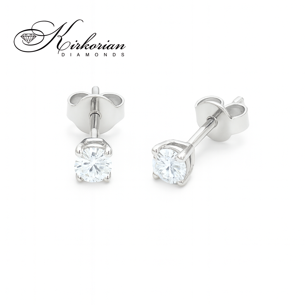 Класически обеци бяло злато 14K с диаманти 0.27ct – елегантност и стил