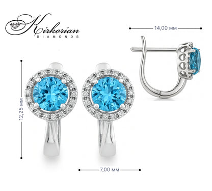 Обеци от бяло злато 18К с топаз 1.32 ct и диаманти 0.10 ct ON9 – луксозно предложение с перфектно съотношение цена качество