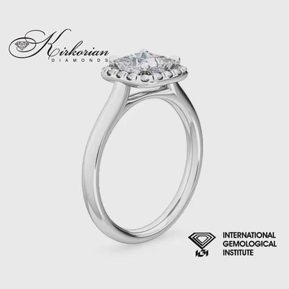 Годежен пръстен Princess 1.29 ct лабораторно отгледан диамант | F VVS2 | Бяло злато 14К | IGI | SJR55518PR