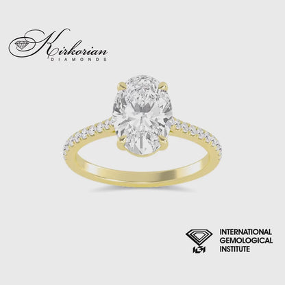 Годежен пръстен Oval 1.70 ct D VS1 лабораторно отгледан диамант | Жълто злато 14К | IGI | SJR60541OVG