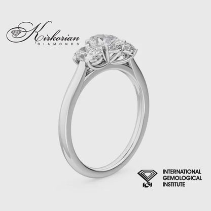 Годежен пръстен от бяло злато 14k с Lab Grown овални диаманти 1.57ct – IGI сертификат | Модел LGSJR54472