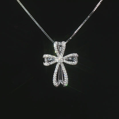 Изискан кръст от бяло злато 14К с естествени диаманти 0.38 ct – луксозна диамантена висулка кръст модел RN169 Kirkorian Diamonds