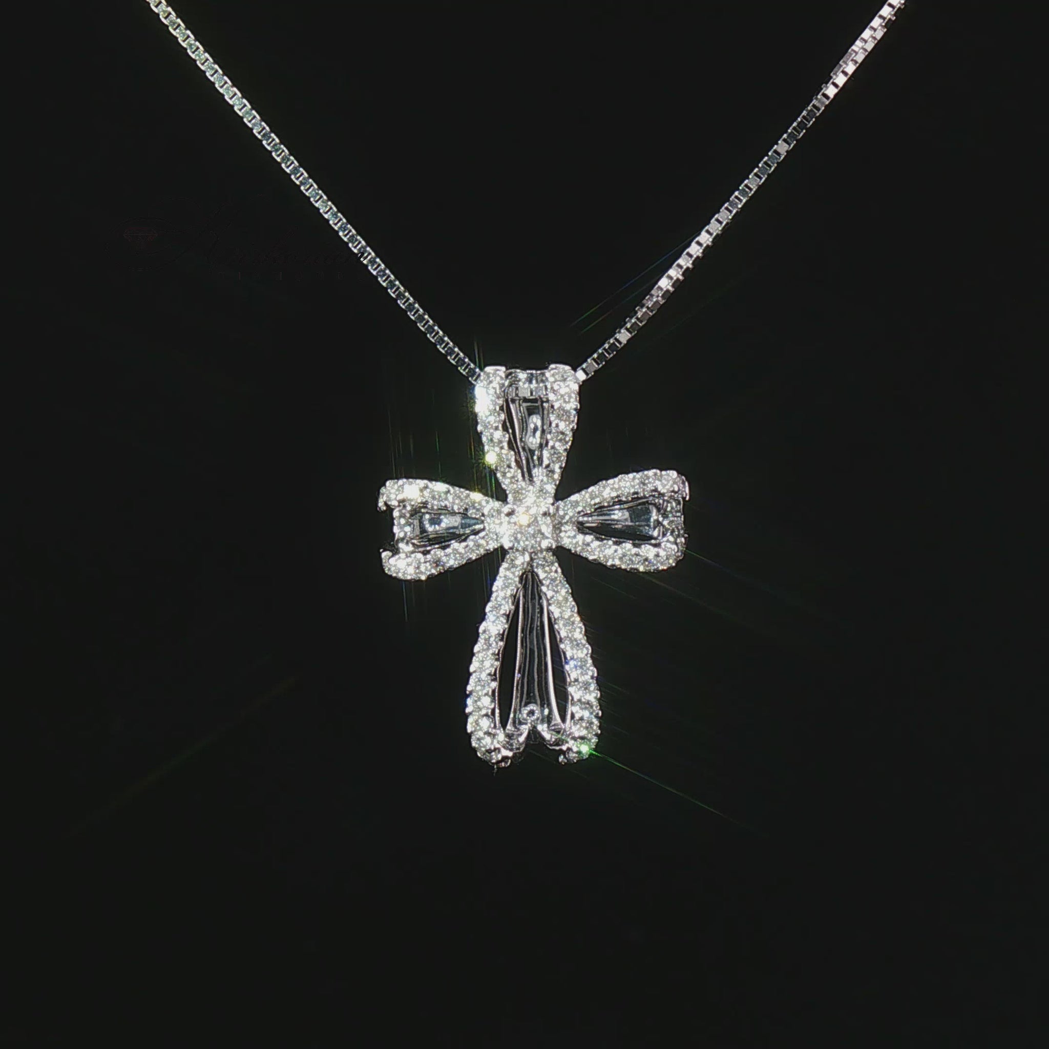 Изискан кръст от бяло злато 14К с естествени диаманти 0.38 ct – луксозна диамантена висулка кръст модел RN169 Kirkorian Diamonds