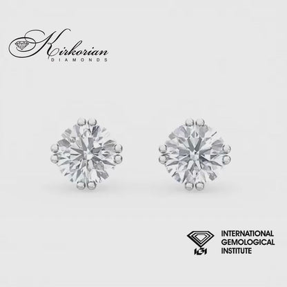 Диамантени обеци 1.00 ct Lab Grown диаманти от бяло злато 14К – IGI сертификат, луксозна изработка
