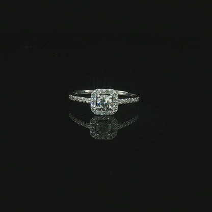 Годежен пръстен 10110118B от 14К бяло злато с естествени диаманти 0.38 ct и Halo дизайн – Kirkorian Diamonds