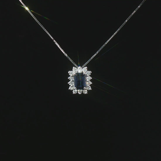 Колие от 18К бяло злато с естествен сапфир 0.68 ct и диаманти 0.22 ct, модел S166908.