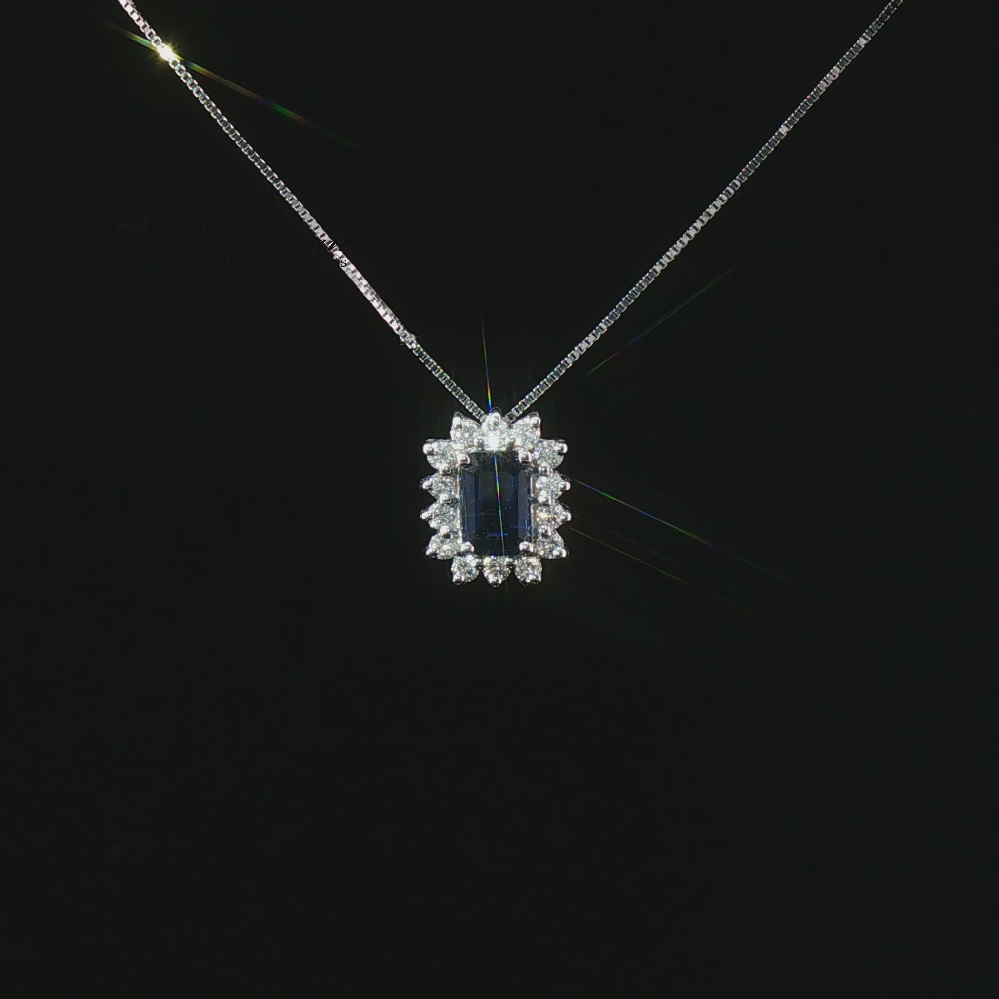 Колие от 18К бяло злато с естествен сапфир 0.68 ct и диаманти 0.22 ct, модел S166908.