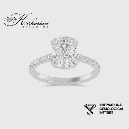 Годежен пръстен 1.57 ct Cushion лабораторно отгледан диамант E VS2 IGI – 14К бяло злато 1.74 ct SJR60542CU