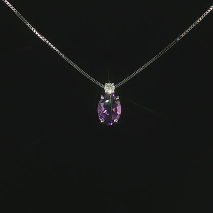 Видео на колие от бяло злато 14К с естествен аметист 1.03 ct и естествени диаманти 0.07 ct – модел 331AM.