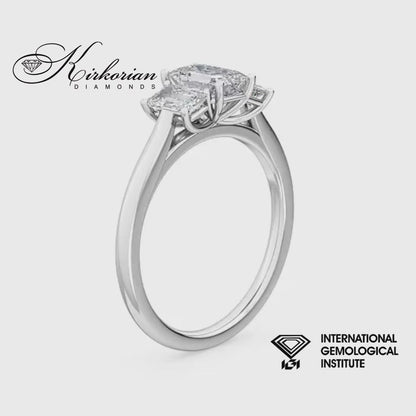 Годежен пръстен от бяло злато 18k с Lab Grown диаманти 1.10ct – EMERALD рязане | IGI сертификат | Модел LGSJR54487