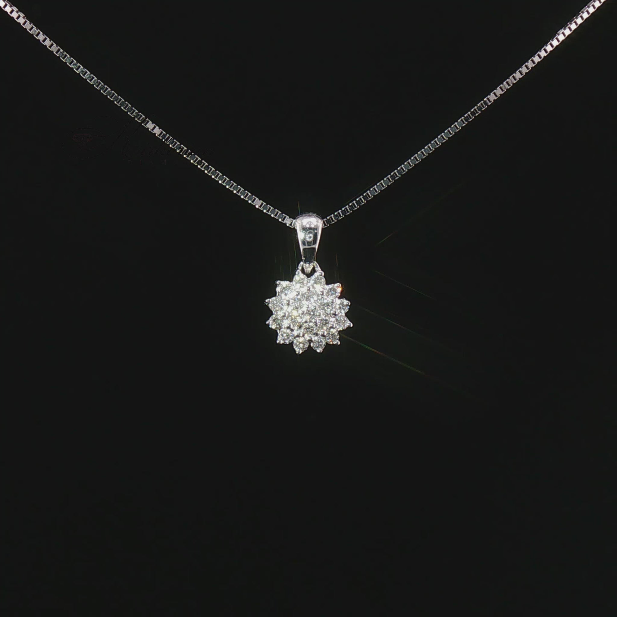 Видео на колие от бяло злато 14К с естествени диаманти 0.16 ct – луксозна диамантена висулка модел RN231 Kirkorian Diamonds